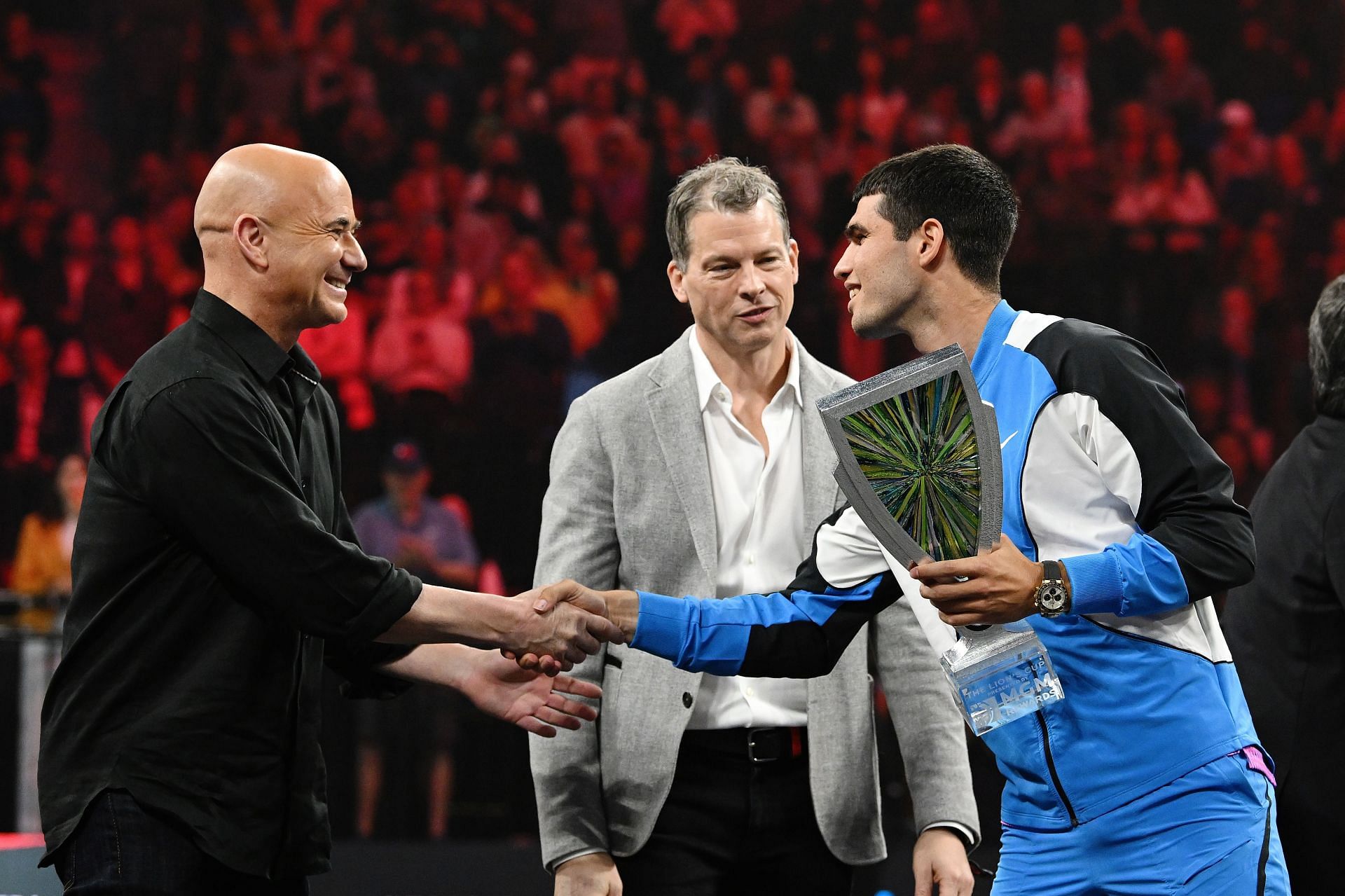 Andre Agassi congratulates Carlos Alcaraz on winning Netflax Slam 2024