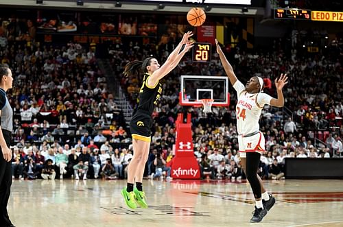 Caitlin Clark attempting a 3-pointer