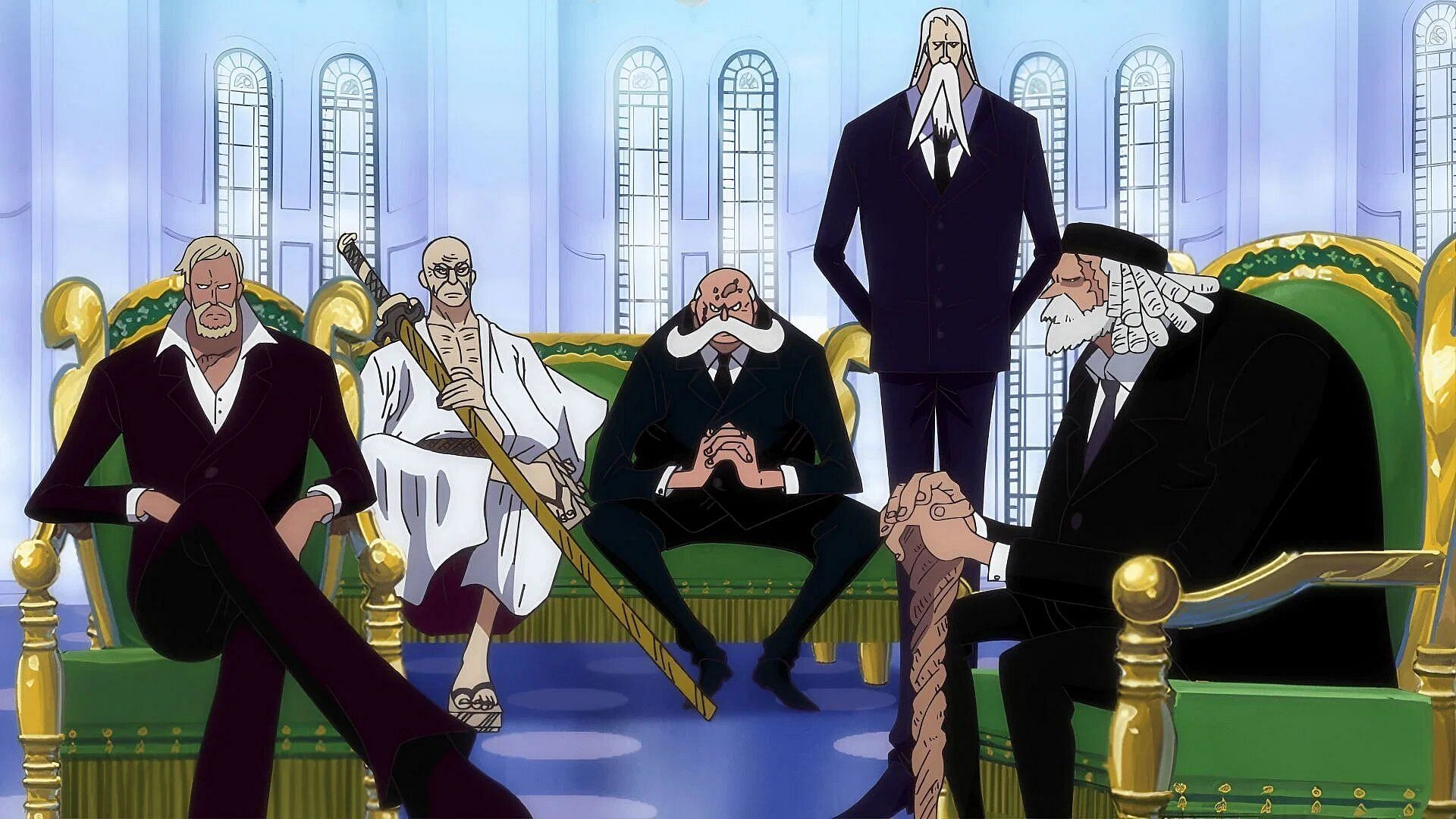 The Gorosei are determined not to let the Straw Hats escape in One Piece chapter 1112 (Image via Toei Animation)