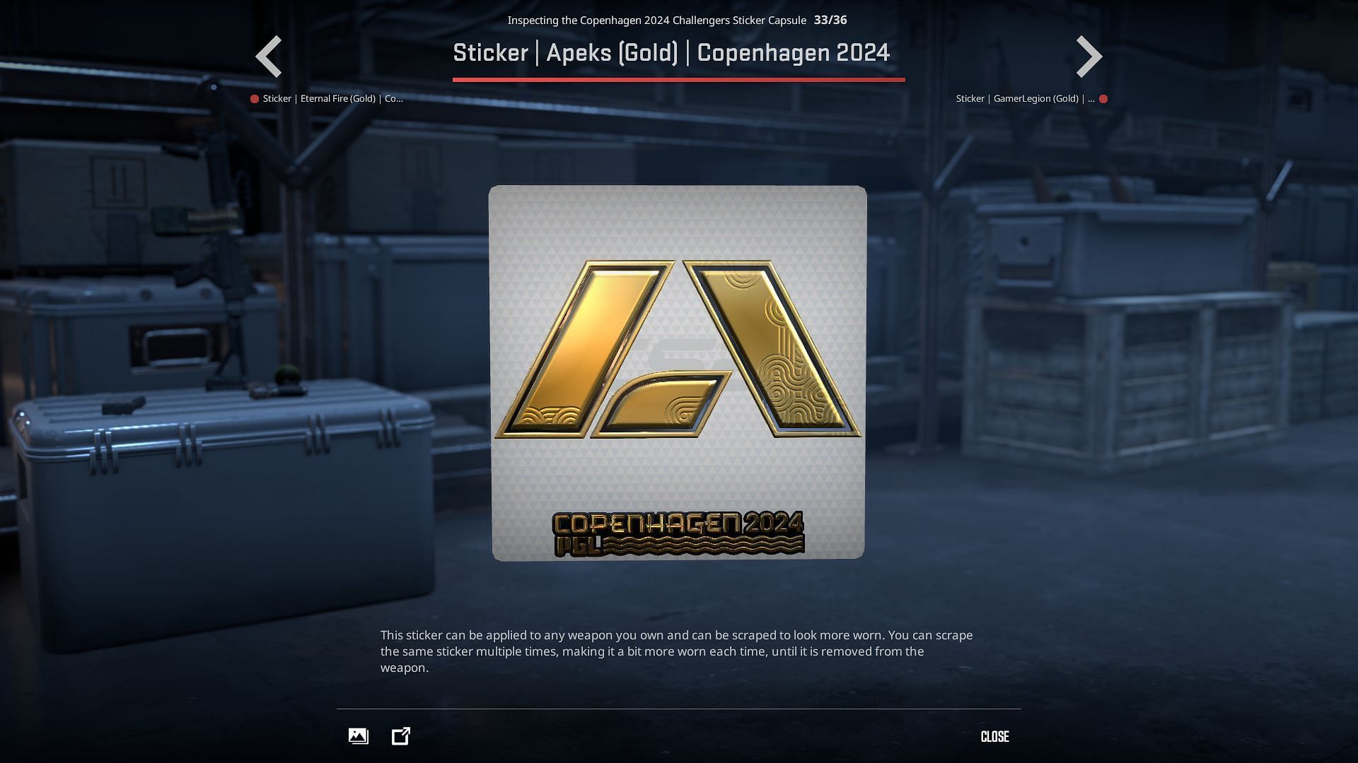 APEKS Gold sticker (Image via Valve)