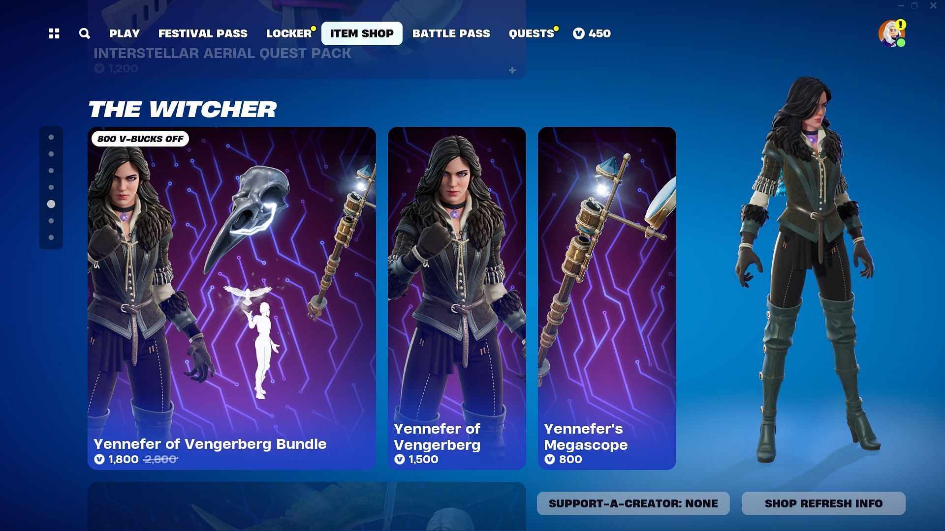 Yennefer of Vengerberg Bundle is currently listed in the Item Shop (Image via Epic Games/Fortnite)