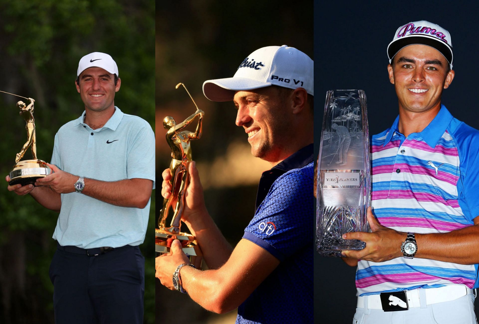Scottie Scheffler, Justin Thomas and Rickie Fowler, The PLAYERS Championship (Image via Getty).