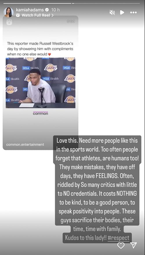 Bradley Beal's wife Kamiah Adams praised the reporter's work ethic amid all the hate for Russell Westbrook when he was a Laker