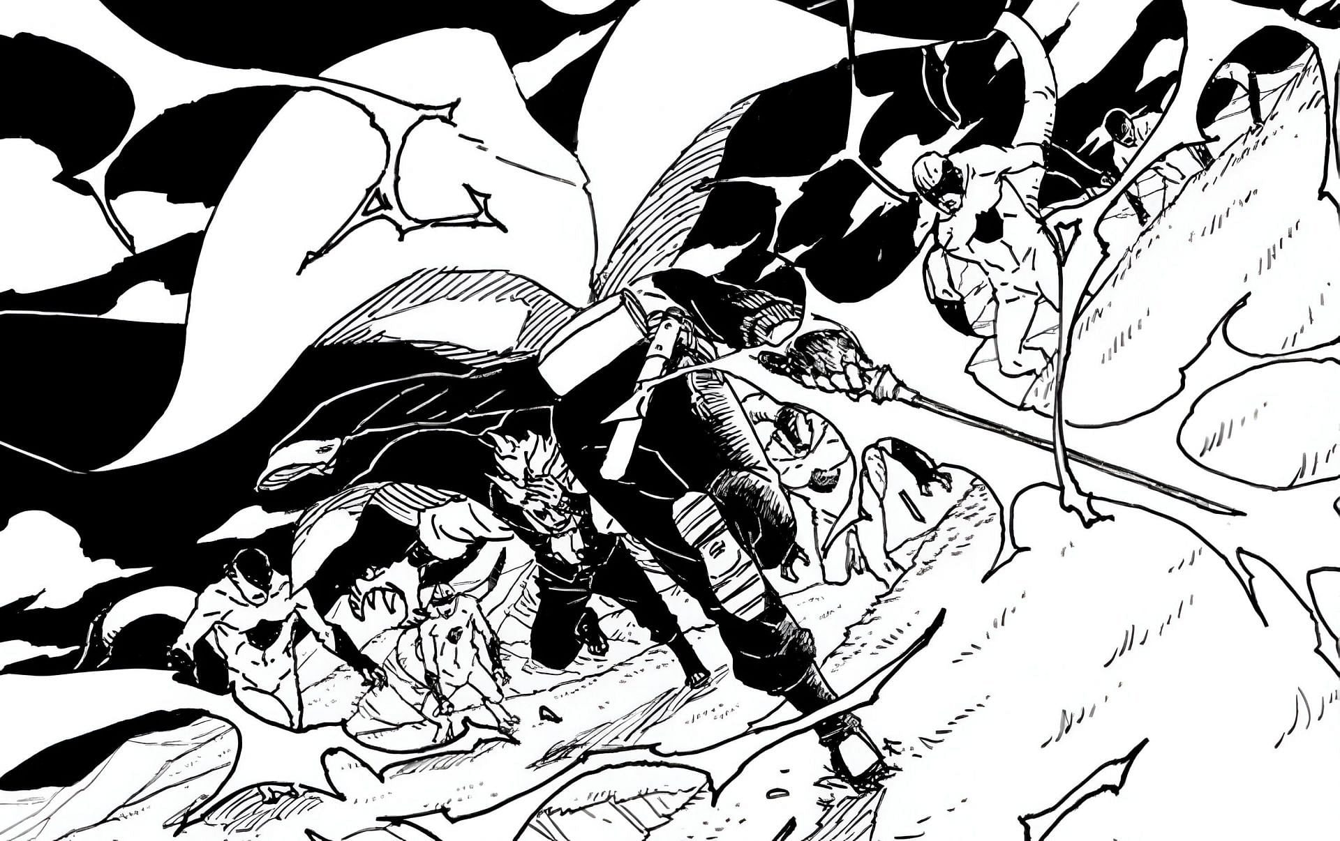 Sasuke sacrifices himself for his student (Image via Shueisha)