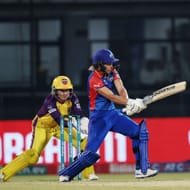 Meg Lanning in action against UP Warriorz (Credits: X / DelhiCapitals)