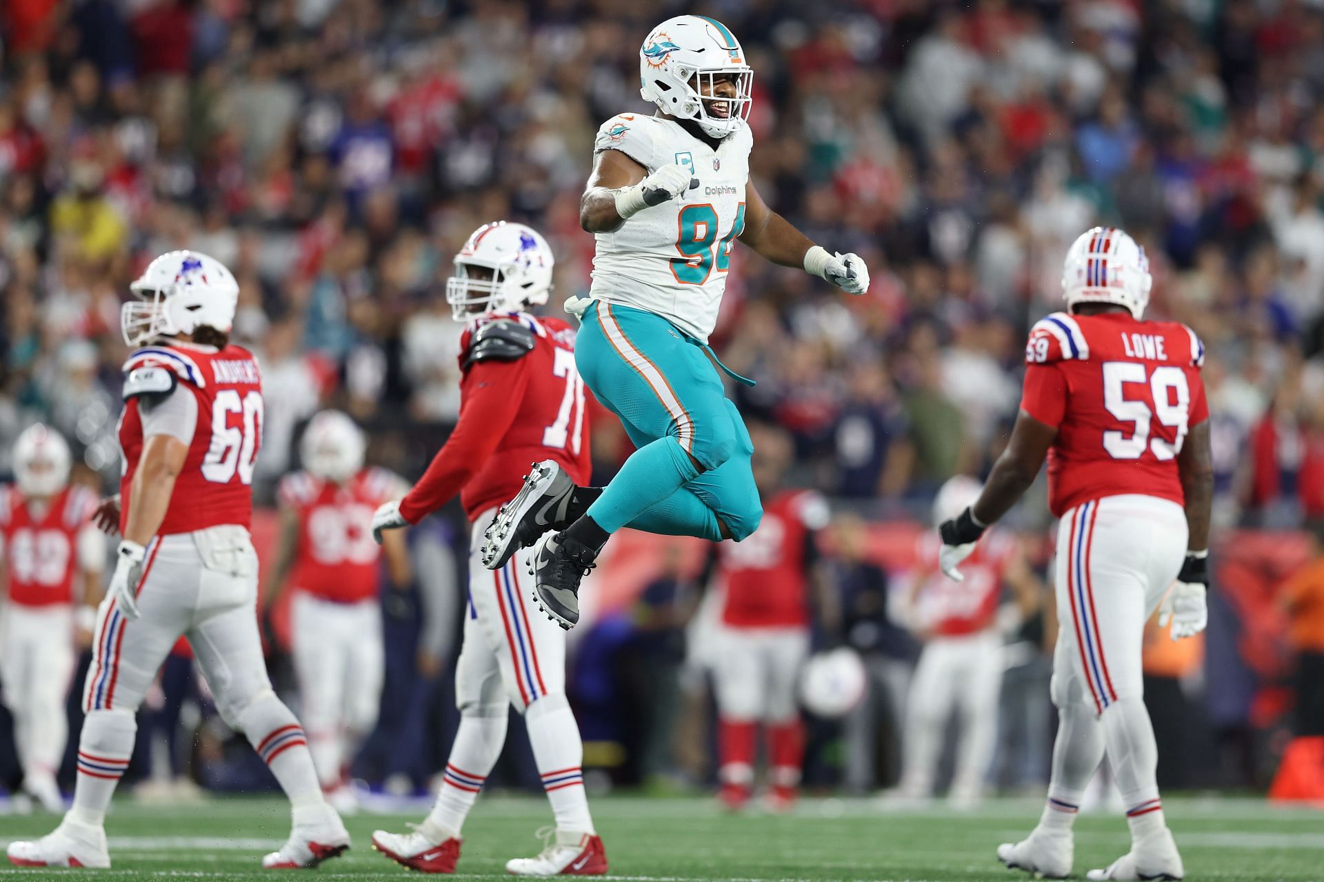 Christian Wilkins during Miami Dolphins vs. New England Patriots