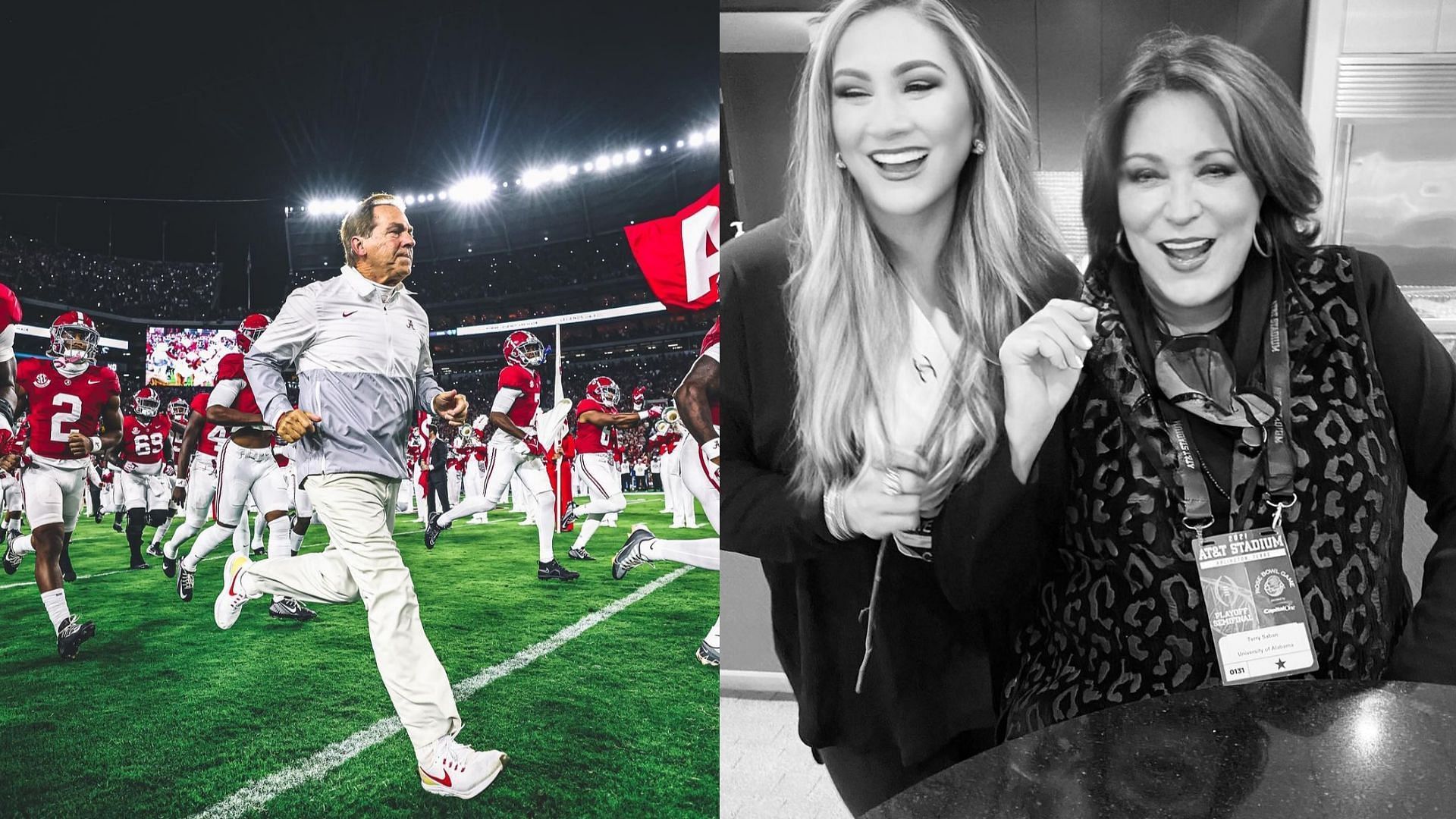 Former Aalabam coach Nick Saban, his wife Terry and daughter Kristen Saban 