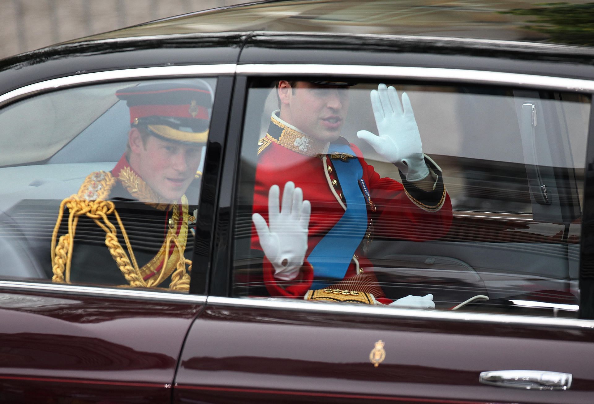 Prince William and Prince Harry are seen arriving for the Royal Wedding of Prince William to Catherine Middleton at Westminster Abbey (Source: Getty)