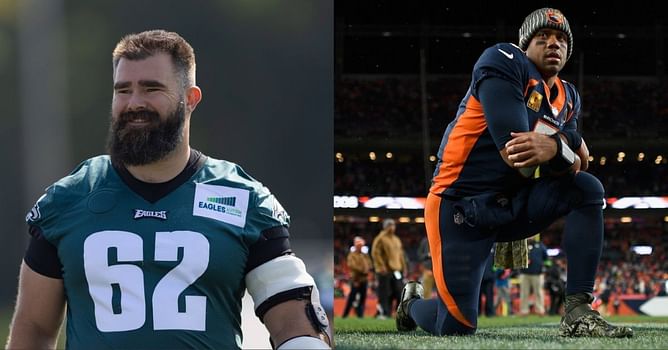 Mike Florio contrasts Jason Kelce’s “authenticity” to Russell Wilson’s “fugazi” routine