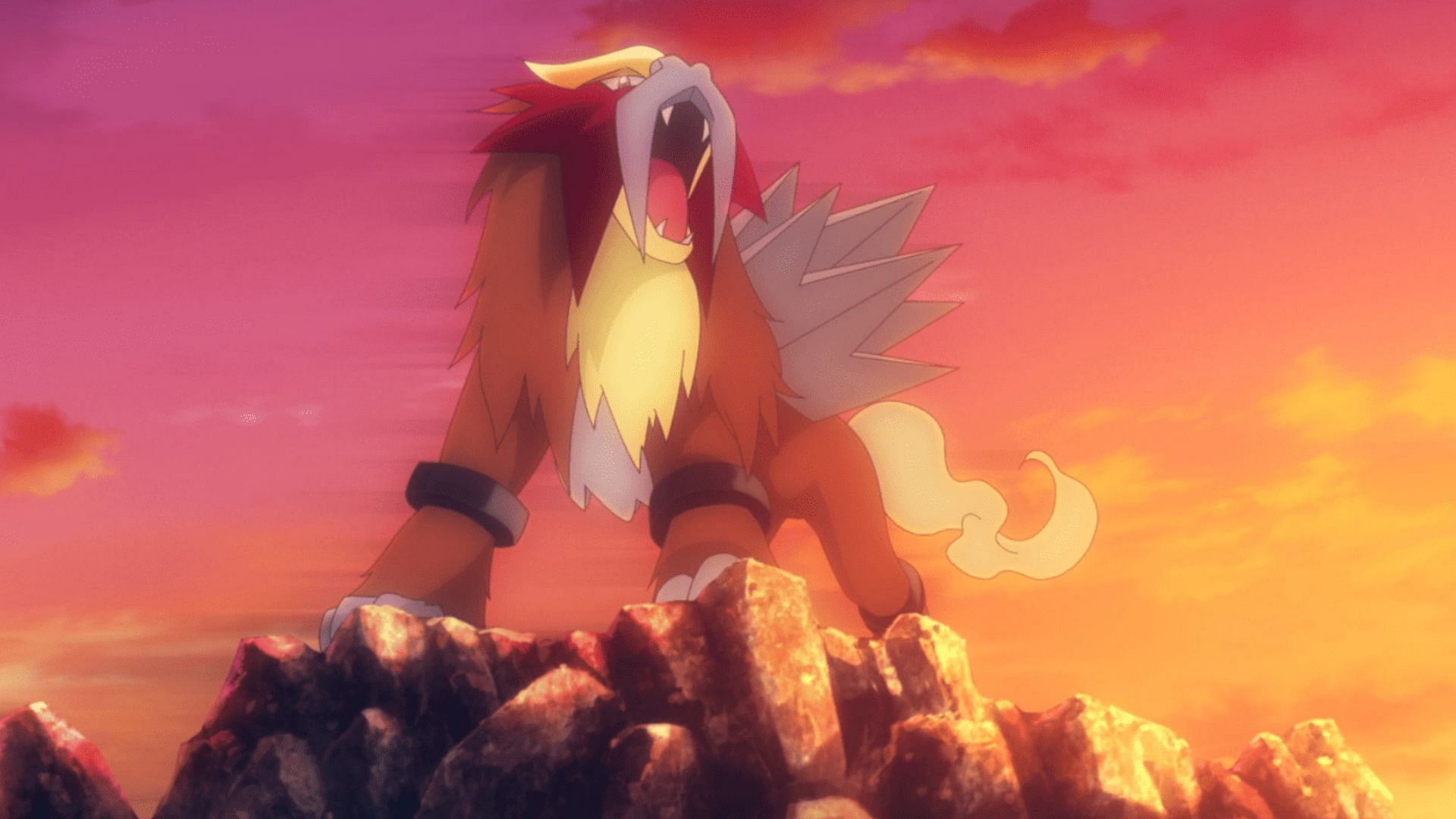 Entei in the anime (Image via TPC)