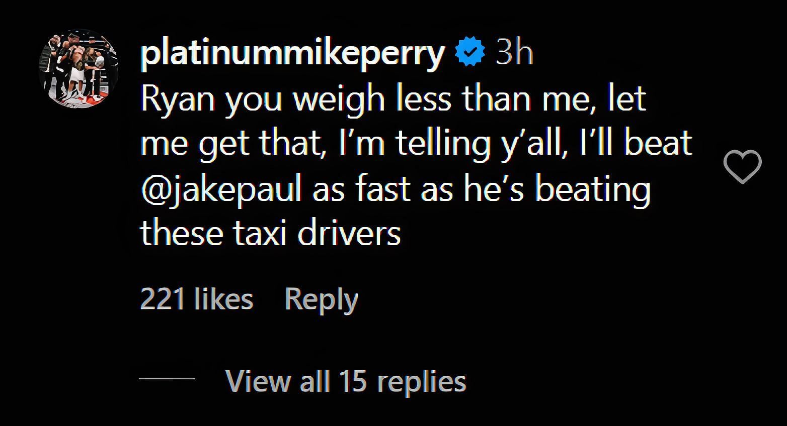 A screenshot of Mike Perry&#039;s challenge to Jake Paul