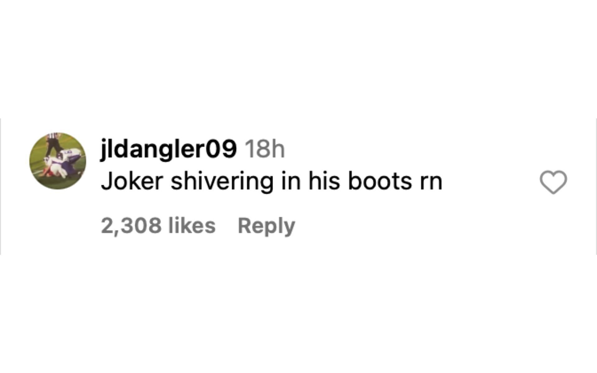Fan commenting on Conor McGregor&#039;s post alluding to the Joker [via @thenotoriousmma on Instagram]