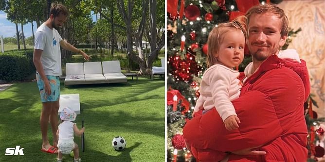 WATCH: Daniil Medvedev teaches baby daughter Alisa how to play football, bonds with toddler in the pool after Miami Open SF exit