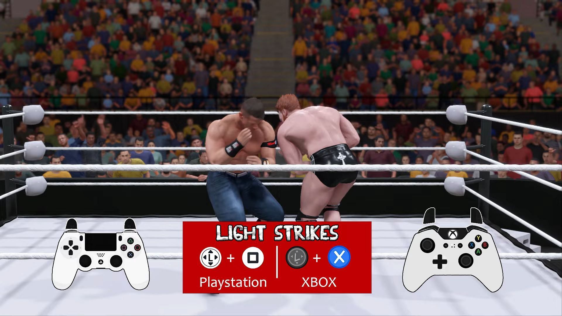 Light attacks in WWE 2K24 (Image via 2K Games/ TheGameBreakersUK on YouTube)