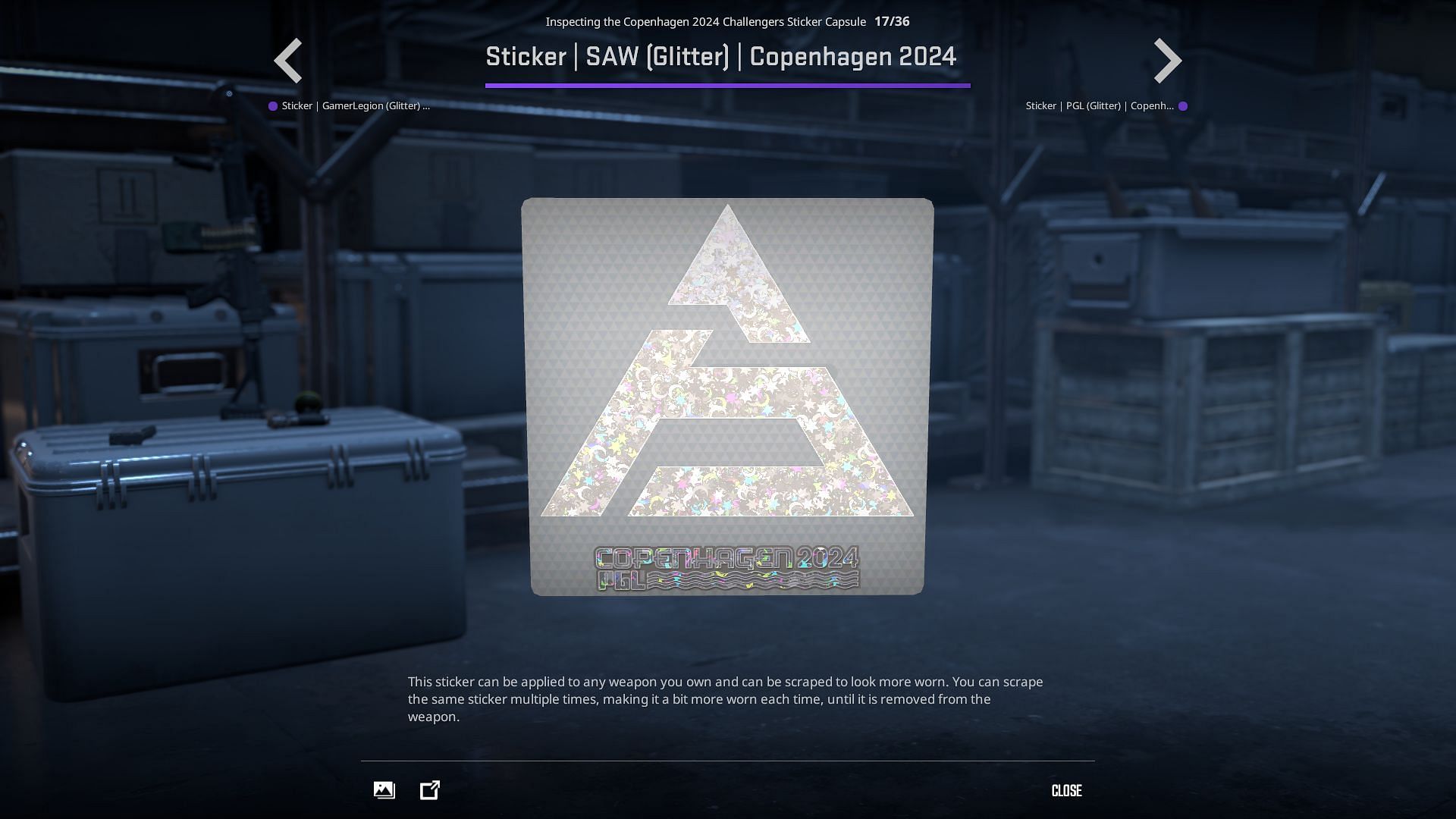 SAW Glitter sticker (Image via Valve)
