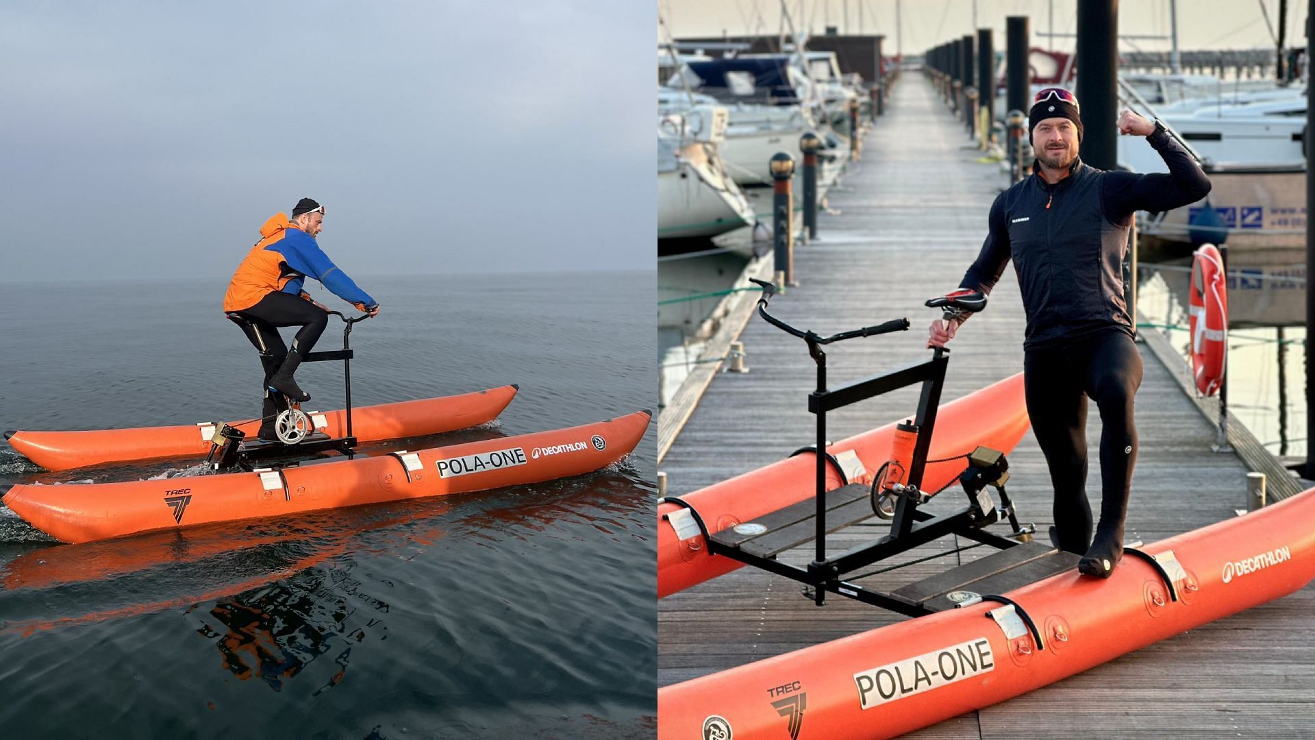 Retired Counter-Strike pro pashaBiceps uses water bike to cycle over the Baltic Sea to see Copenhagen Major (Image via pashaBiceps/X)