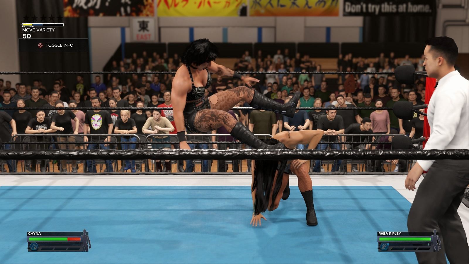 Rhea Ripley vs Chyna (Image via WWE 2K24/2K Games)