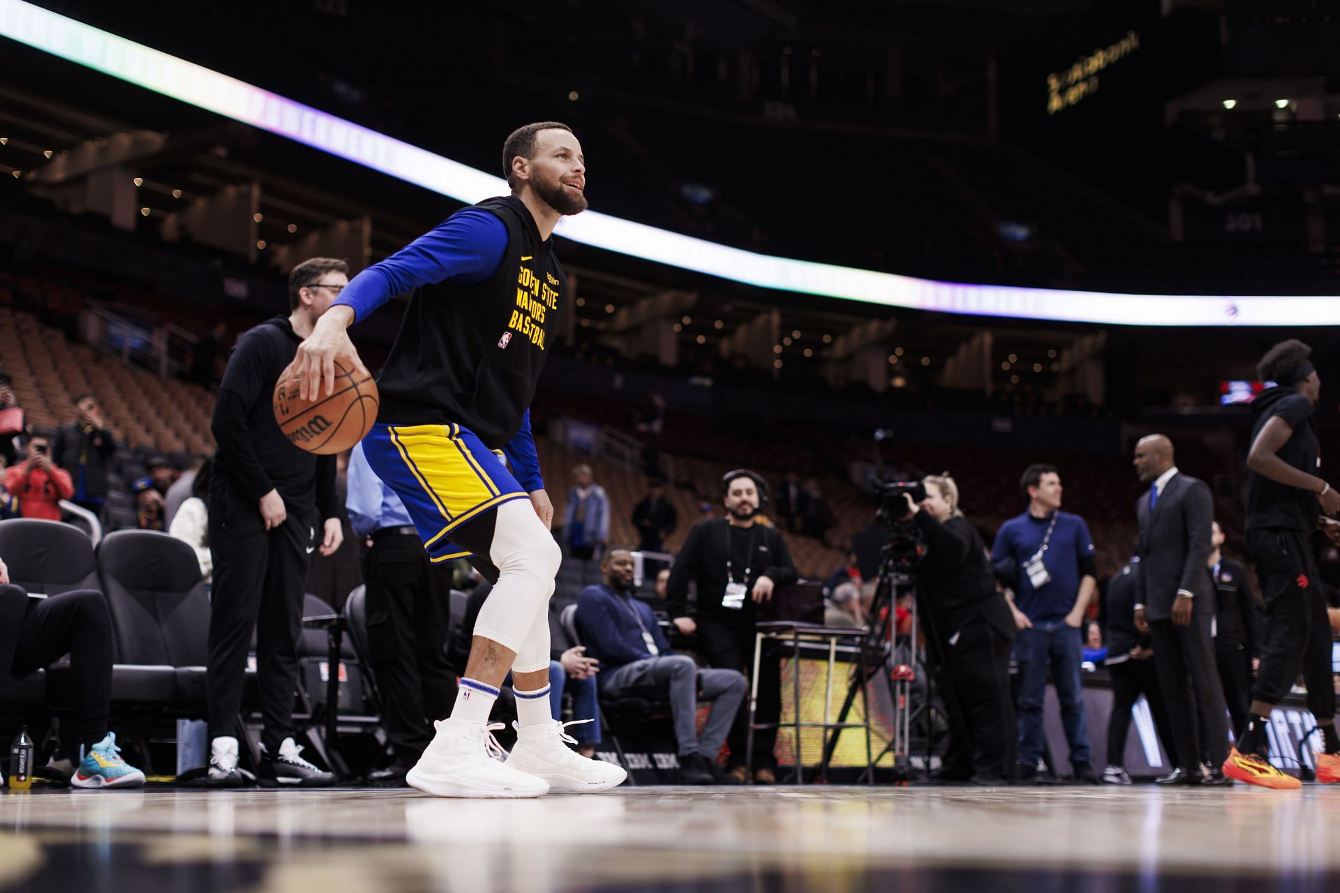 Steph Curry of the Golden State Warriors before their game against the Toronto Raptors.