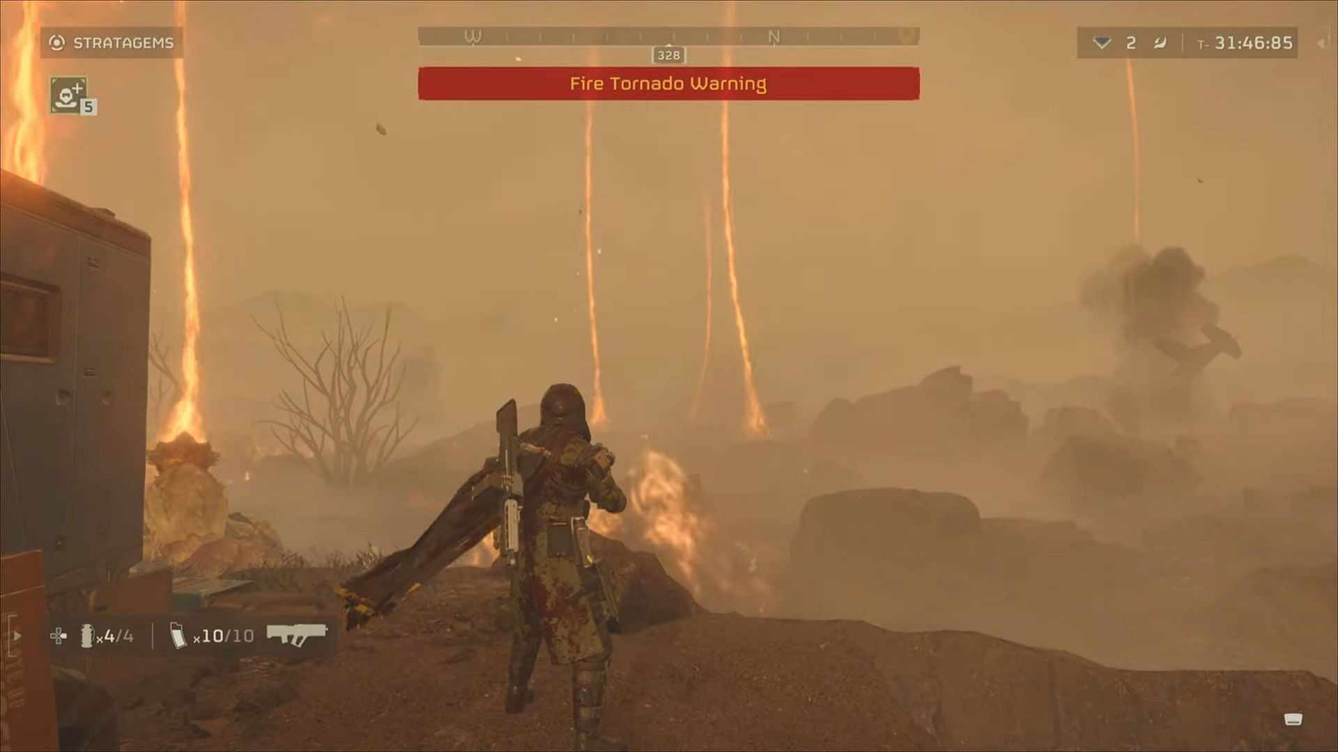 Fire Tornadoes are one of the deadliest Planetary Hazards in Helldivers 2 (Image via Arrowhead Game Studios || YouTube/shellstrike)