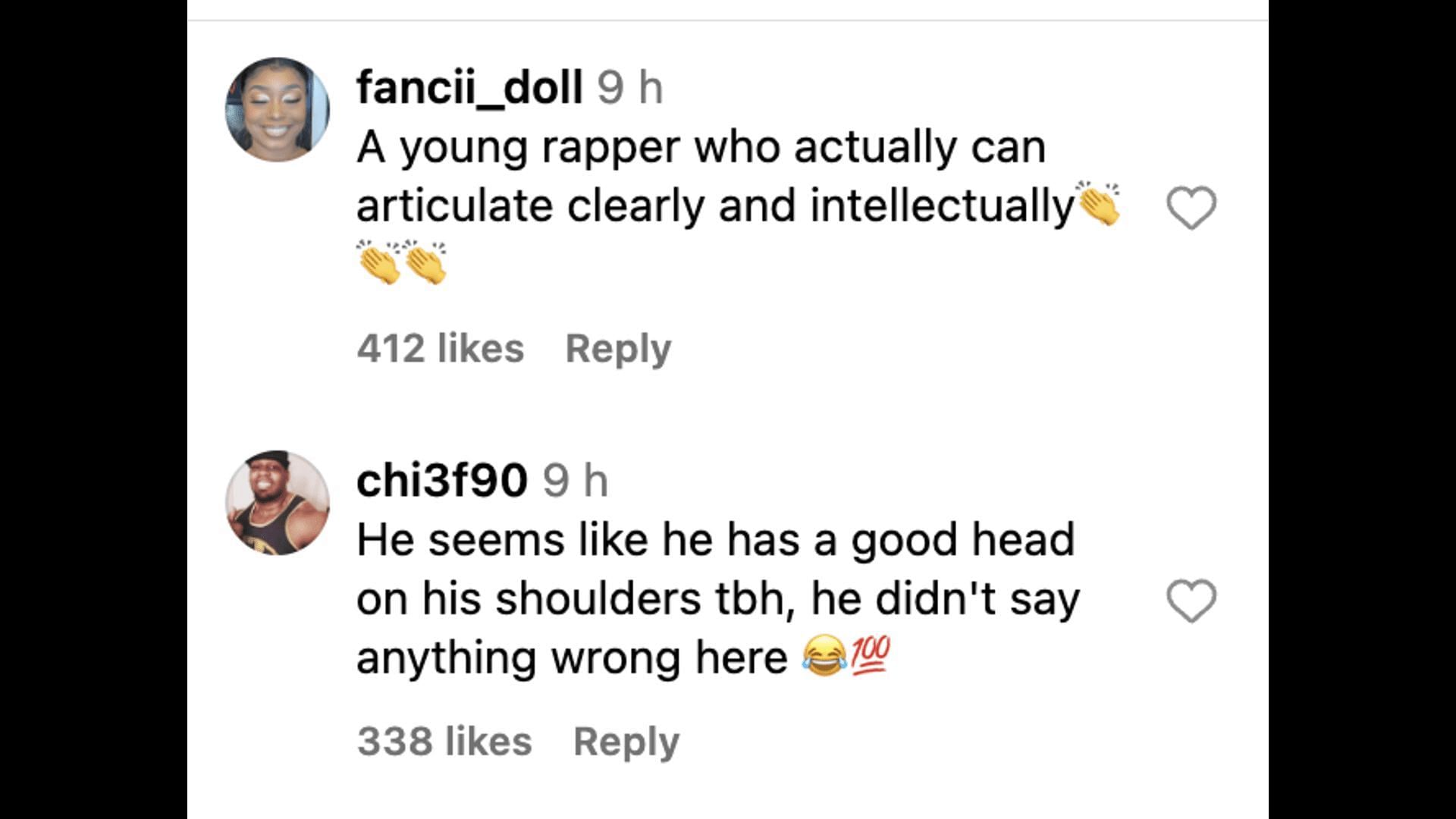 Social media users applaud Choppa for his answers addressing the Blueface and Chrisean Rock controversy. (Image via @theshaderoom/ Instagram)