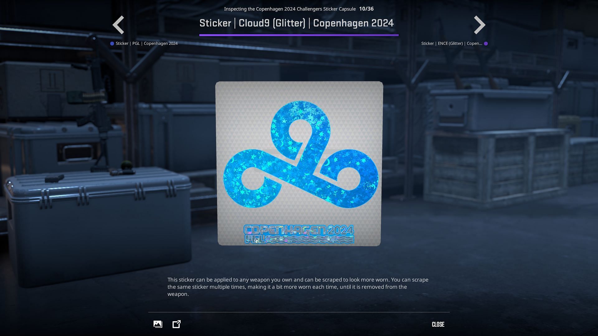 Cloud 9 Glitter sticker (Image via Valve)