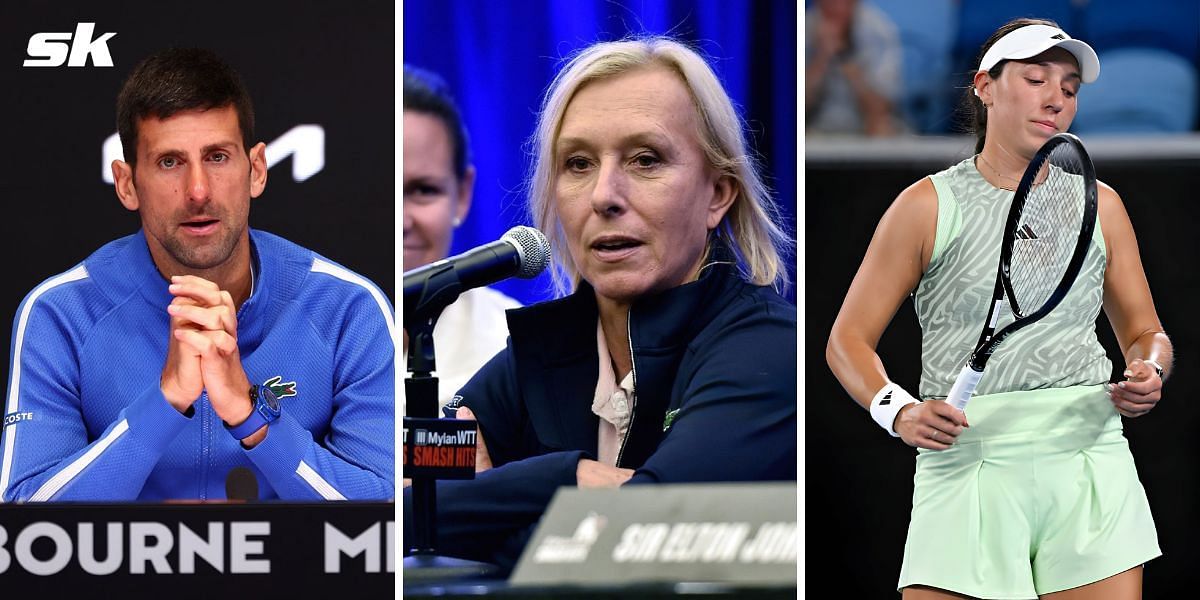 Novak Djokovic (Left),  Martina Navratilova (Centre), and Jessica Pegula (Right)