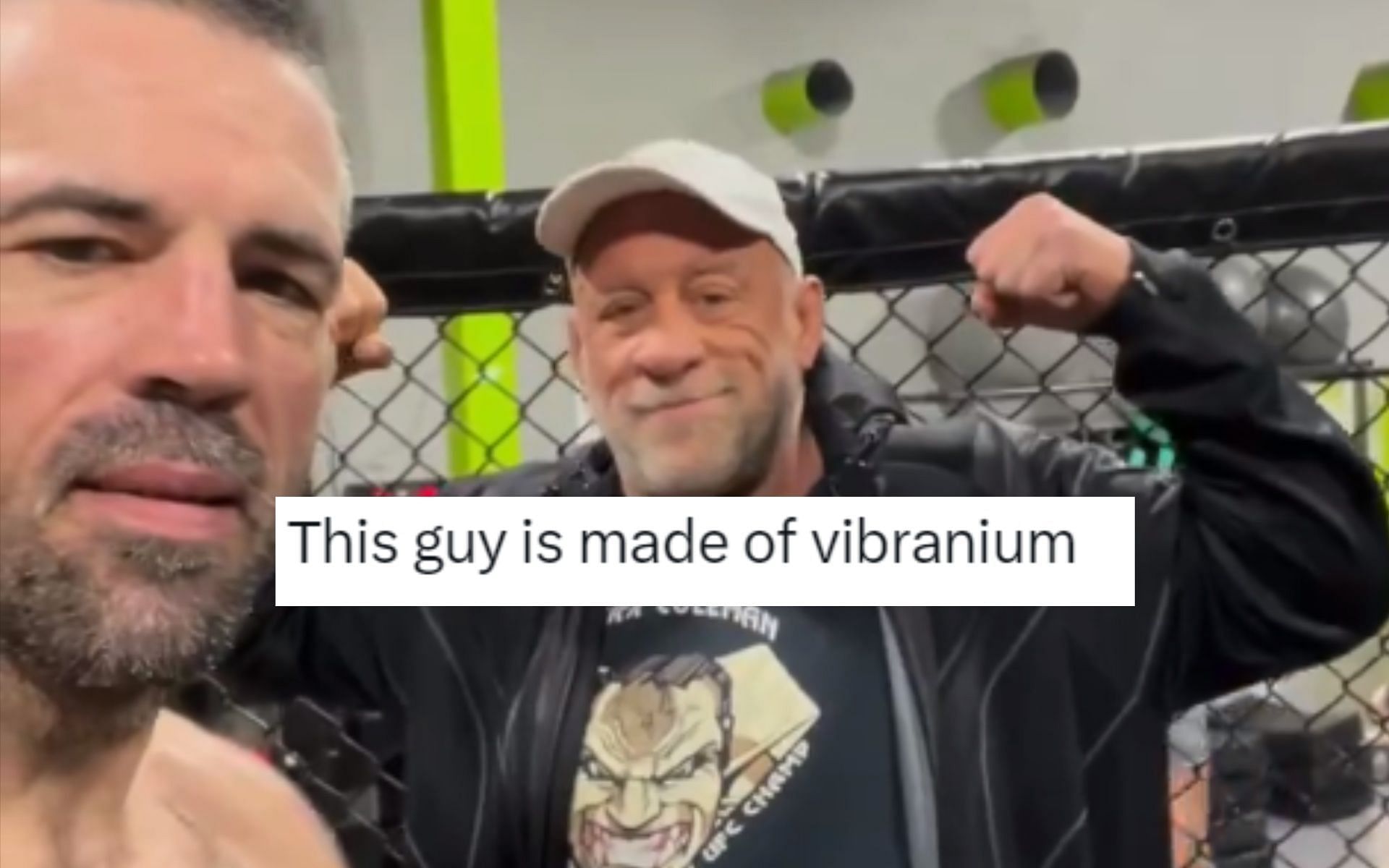 Matt Brown (L) has revealed that Mark Coleman (R) is back in the gym. [Image via @aaronbronsteter on X]