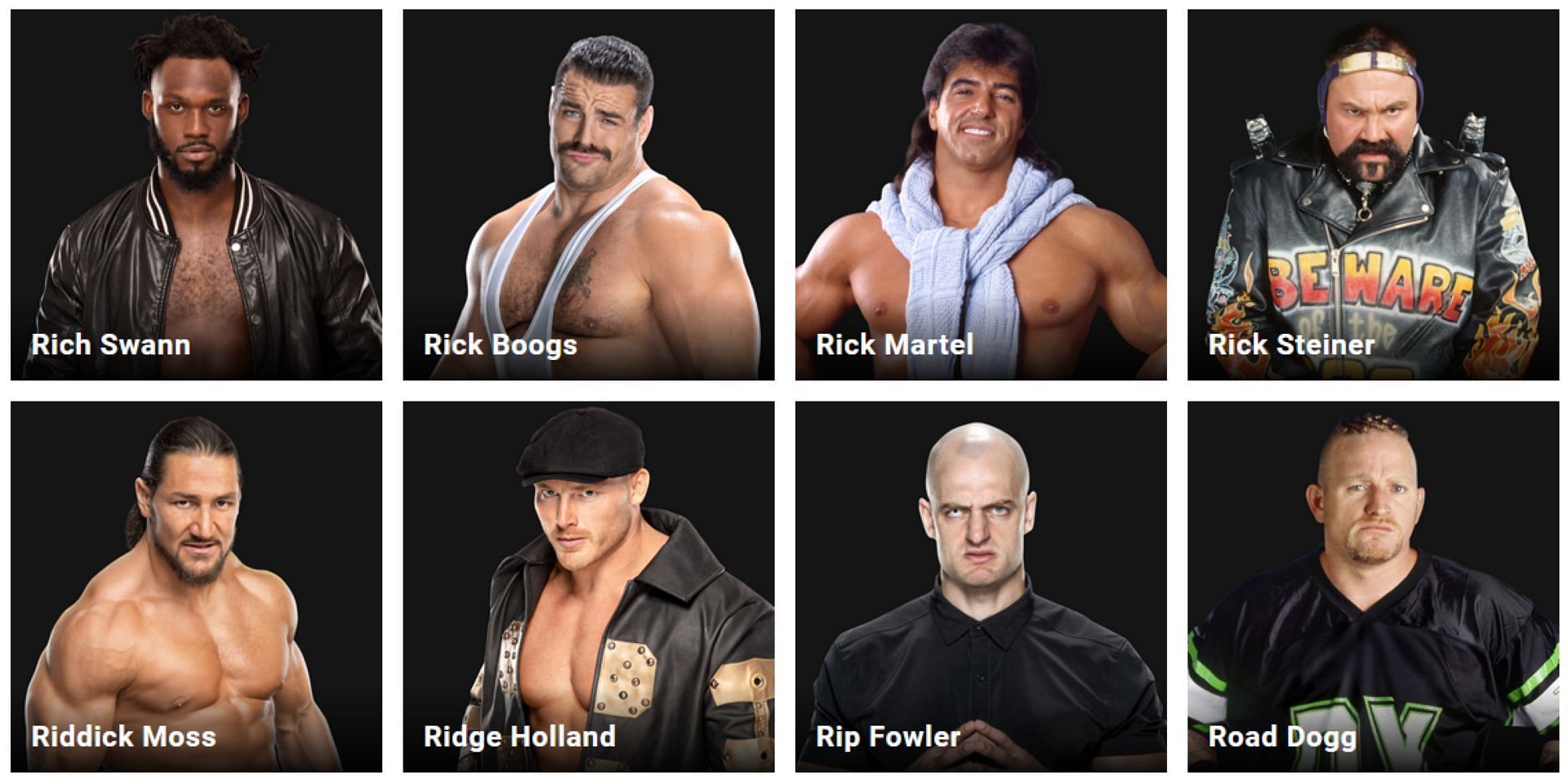 A screenshot of the WWE Superstars Alumni section shows Ridge Holland as an alumni.
