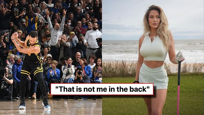 "That is not me in the back"- Paige Spiranac clears air on viral Steph Curry 'golf swing' moment from Warriors vs Bucks