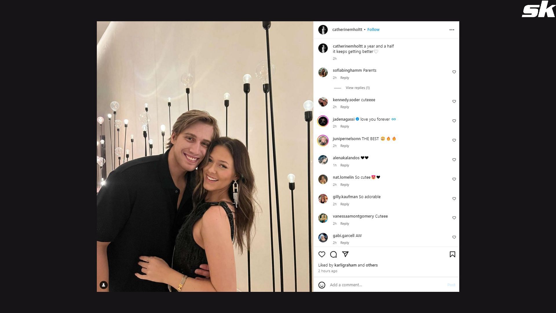 Catherine Holt and Jaden Agassi celebrate their 18-month anniversary