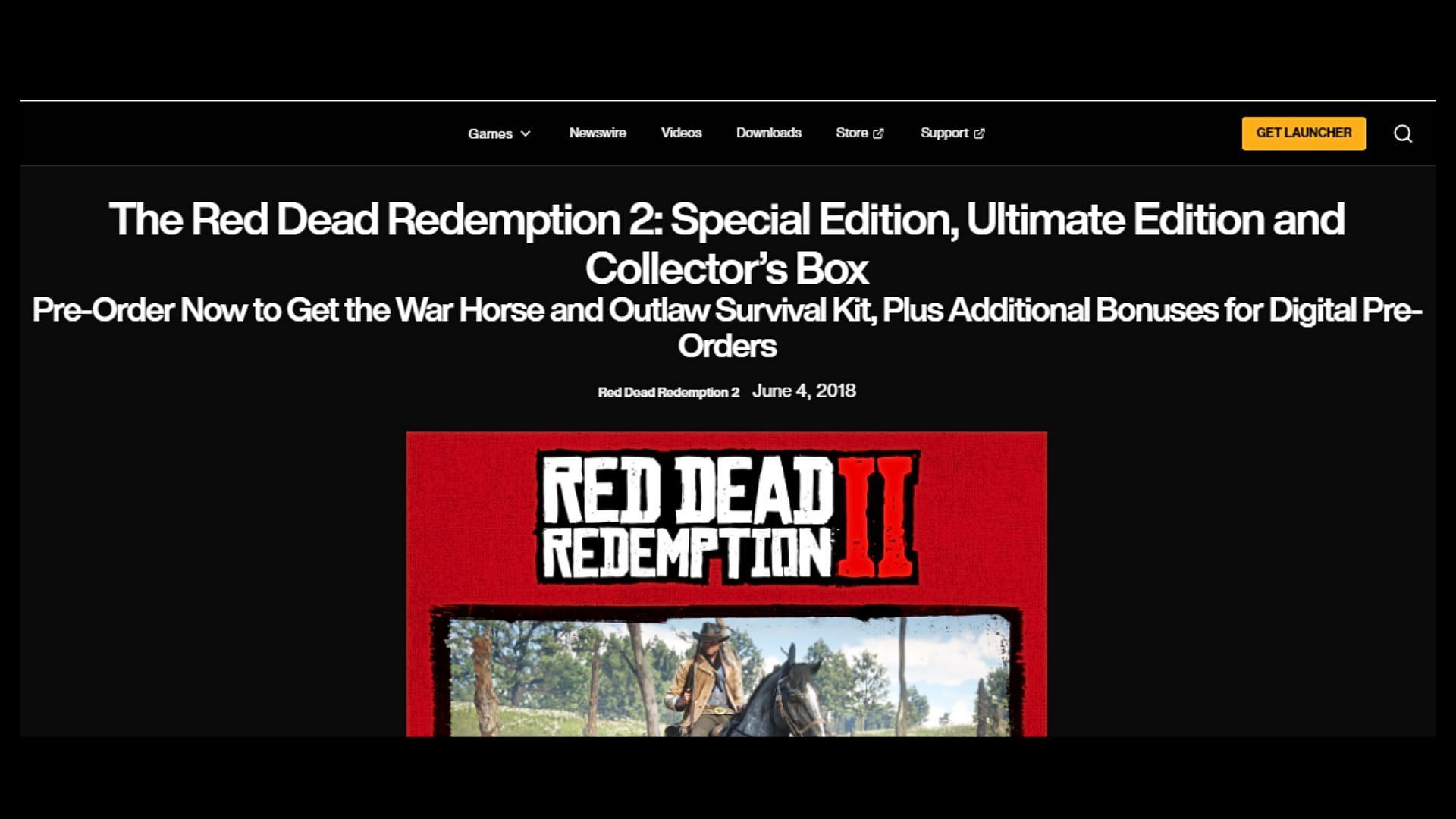 Red Dead Redemption 2 preorder announcement (Image via Rockstar Games)