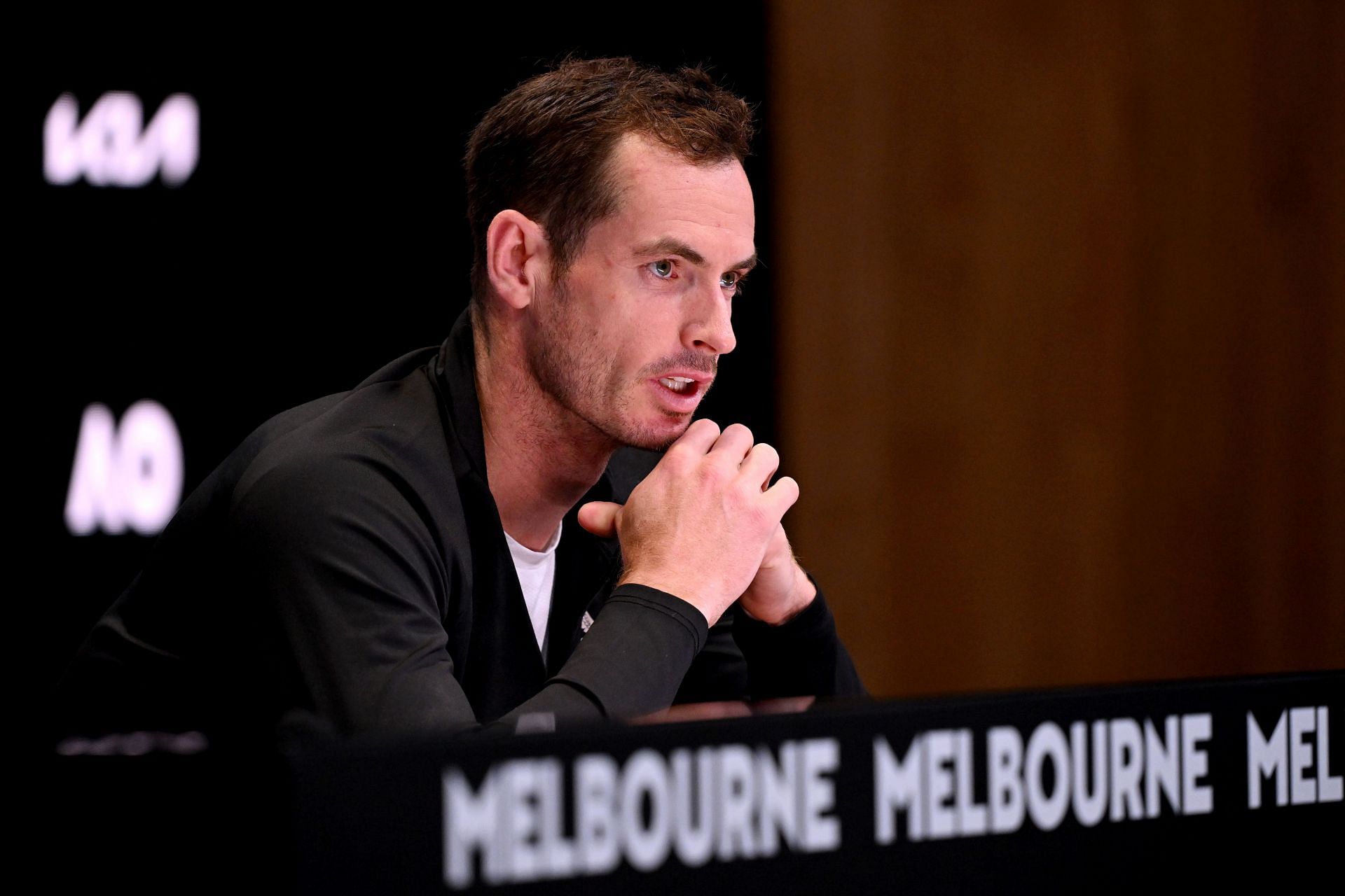 Andy Murray speaking to the press at the 2024 Australian Open