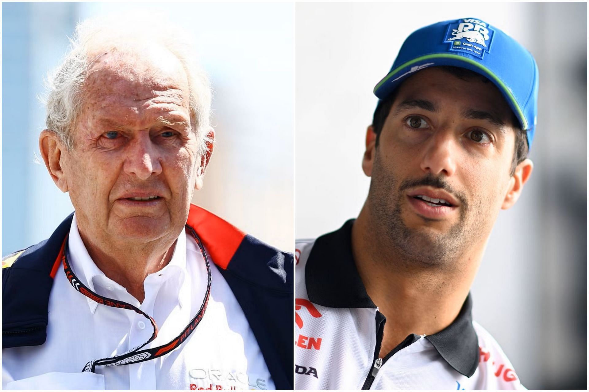 Helmut Marko (L) and Daniel Ricciardo (R) (Collage via Sportskeeda)