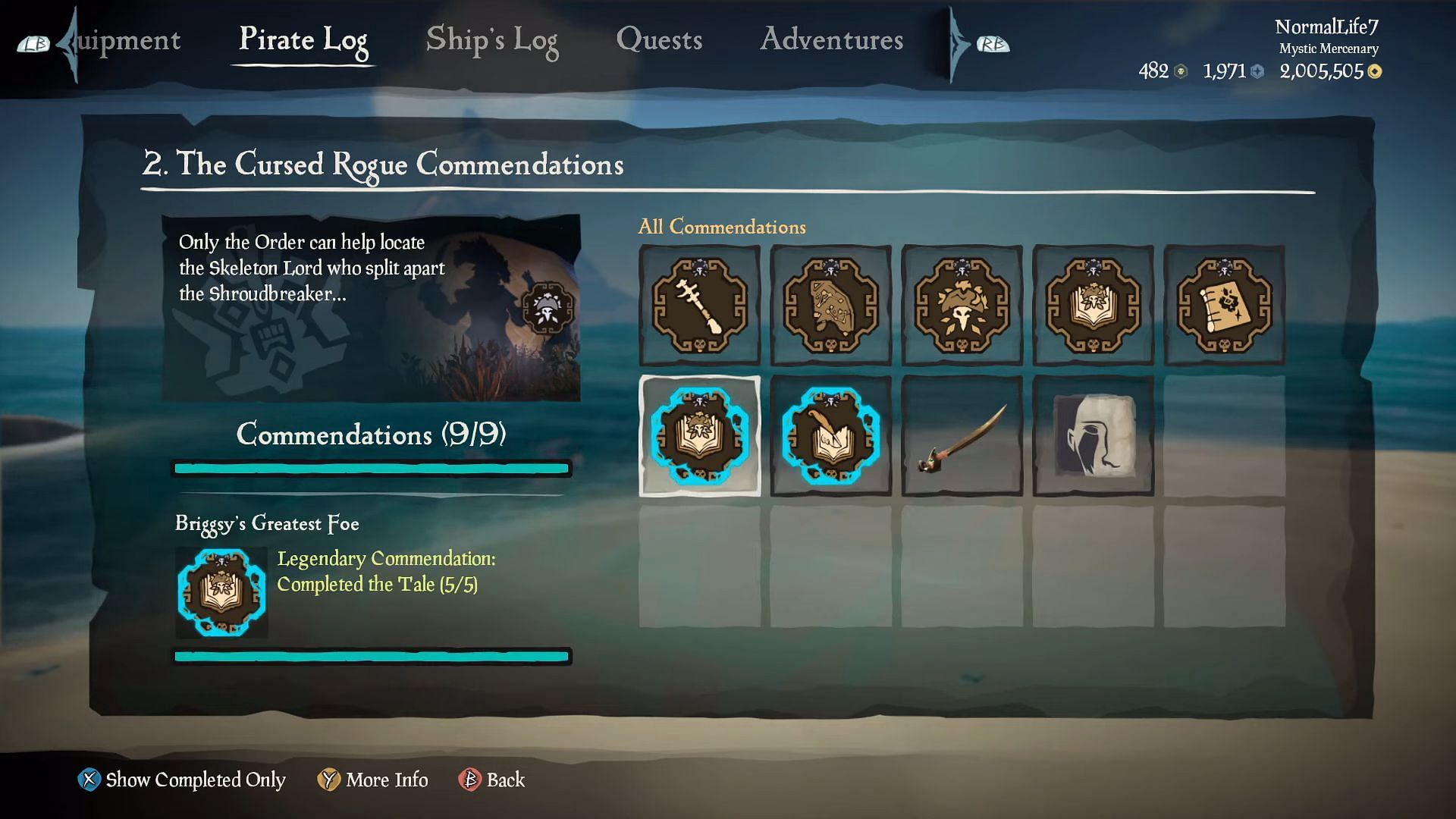 Bruggsy&#039;s Greatest Foe commendation unlocked (Image via Rare/ Normal Life Gaming on YouTube)