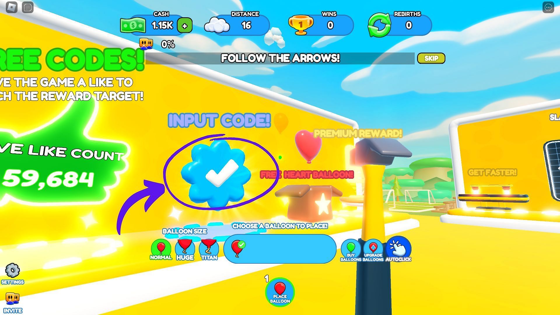 How to redeem codes for Balloon Simulator (Image via Roblox || Sportskeeda)