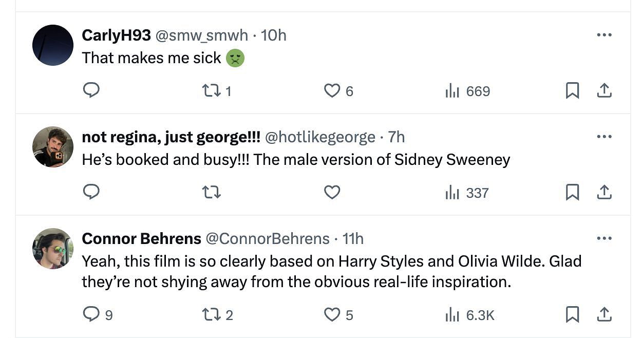 Social media users express displeasure as many claim that Hayes&#039; character in The Idea of You has been inspired by Harry Styles. (Image via @PopCrave/ X)