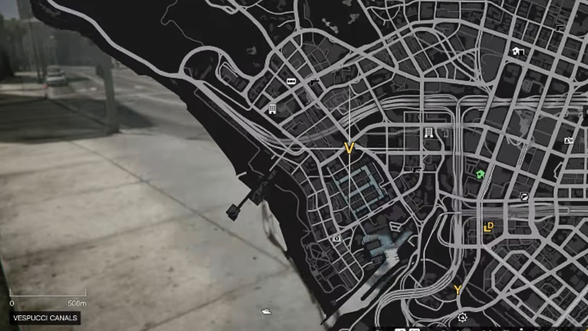 Go here after Vincent&#039;s phone call to start the heist (Image via YouTube/GTA Series Videos)