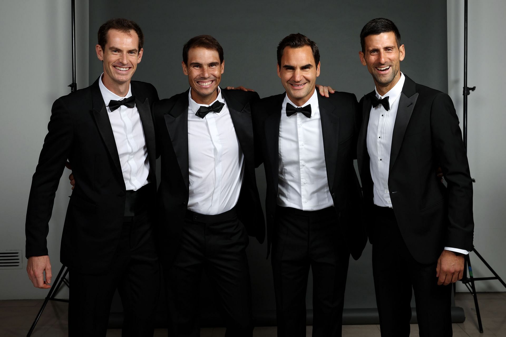 Andy Murray, Rafael Nadal, Roger Federer, and Novak Djokovic (L to R)