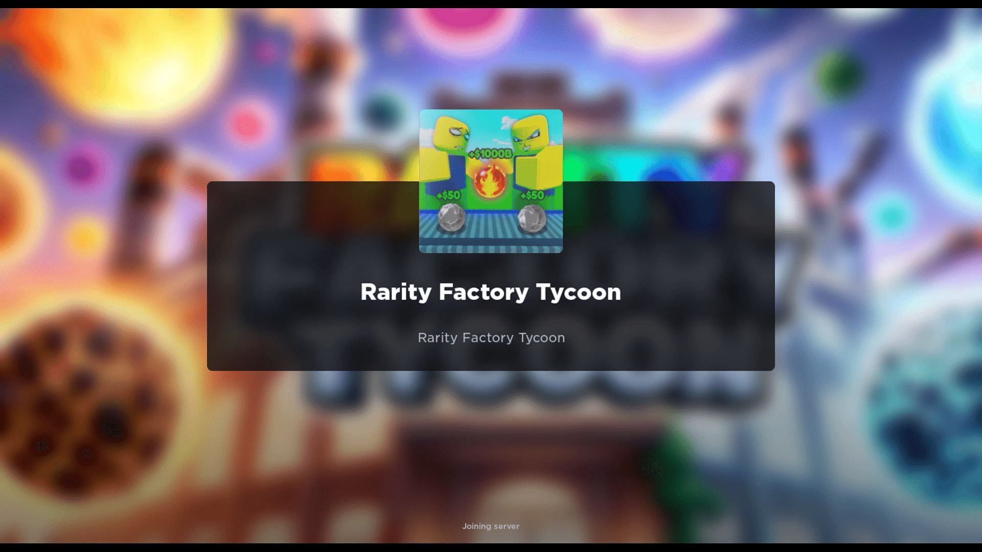 Official loading screen for Rarity Factory Tycoon (Roblox || Sportskeeda)