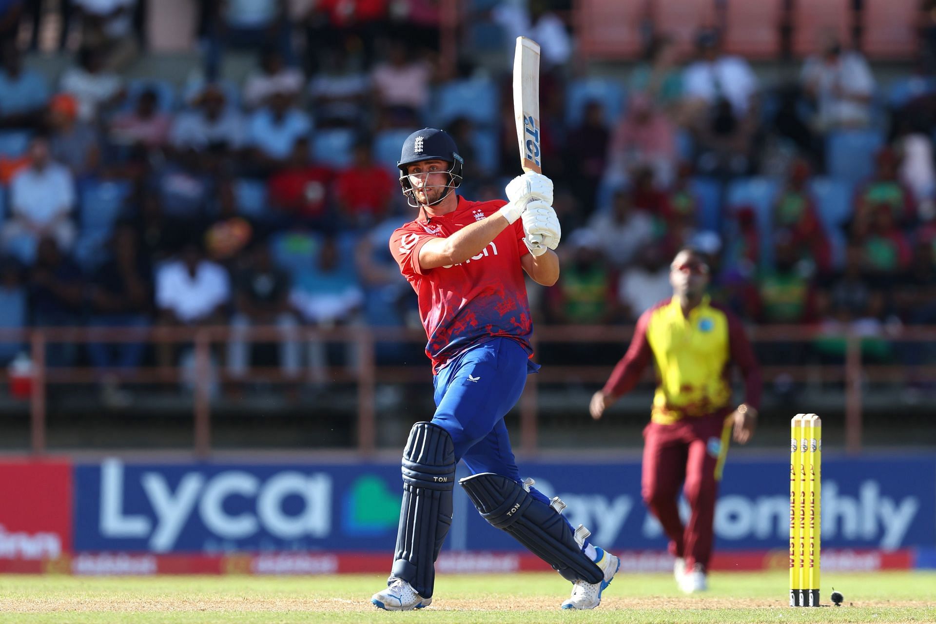 England batter Will Jacks in action during a T20I against West Indies.