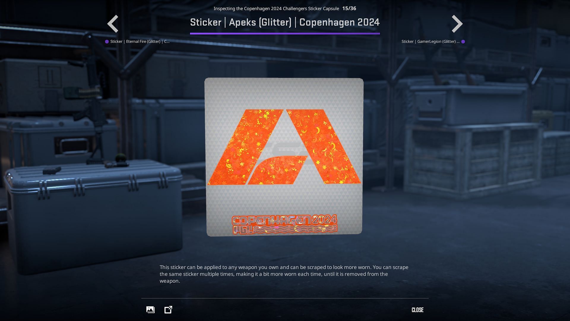 APEKS Glitter sticker (Image via Valve)