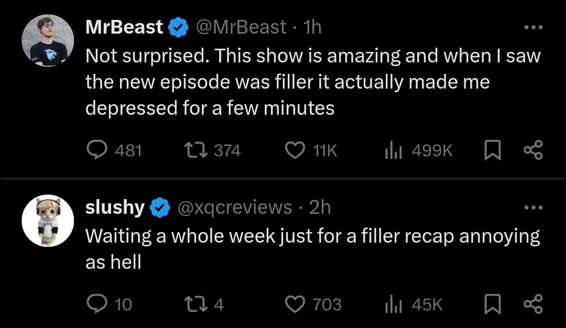 Mr. Beast has been critical of the latest Solo Leveling episode (Image via X).