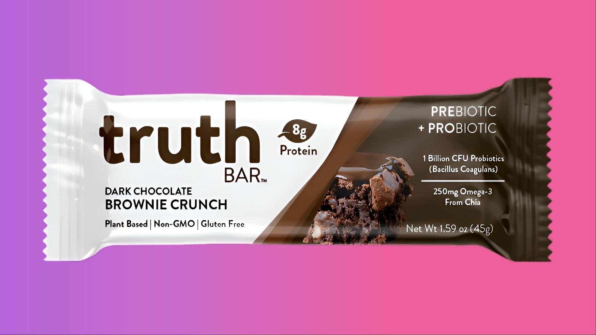 The Dark Chocolate Brownie Crunch bars are available at Walmart and Wegmans (Image via Truth Bar)