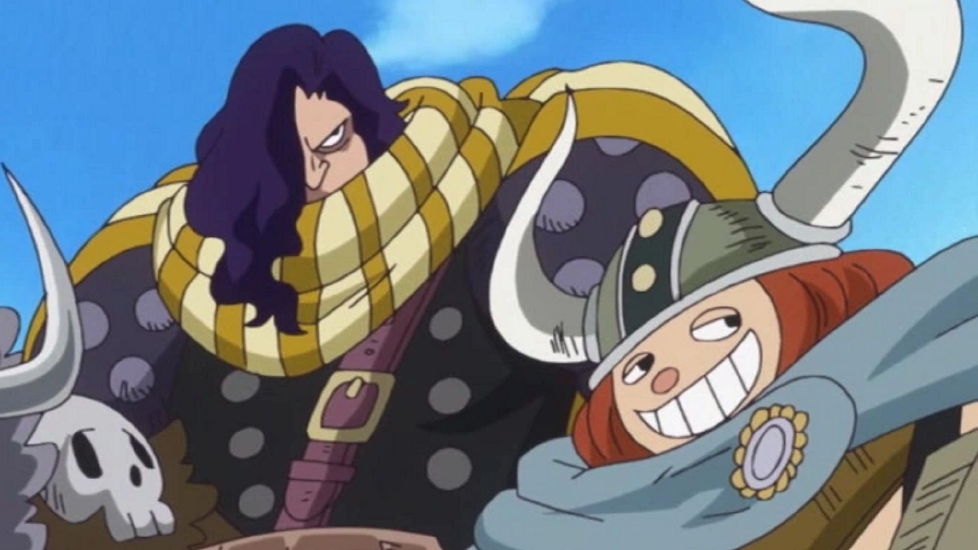 The Alabasta crew successfully takes out Road (left) during their escape in One Piece chapter 1129 spoilers (Image via Toei Animation)