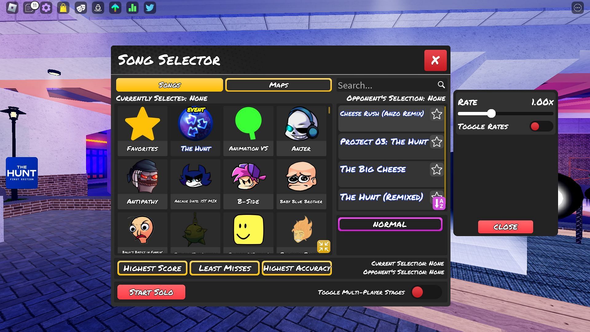 The Hunt in the song selector (Image via Roblox)