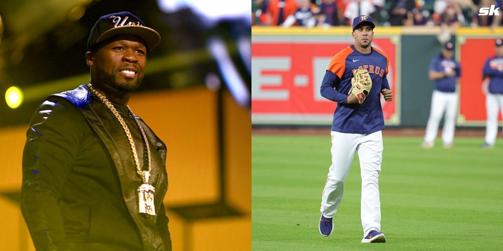 U.S. rapper 50 Cent &amp; 5x MLB All-Star Michael Brantley were special guest performers during the Astros