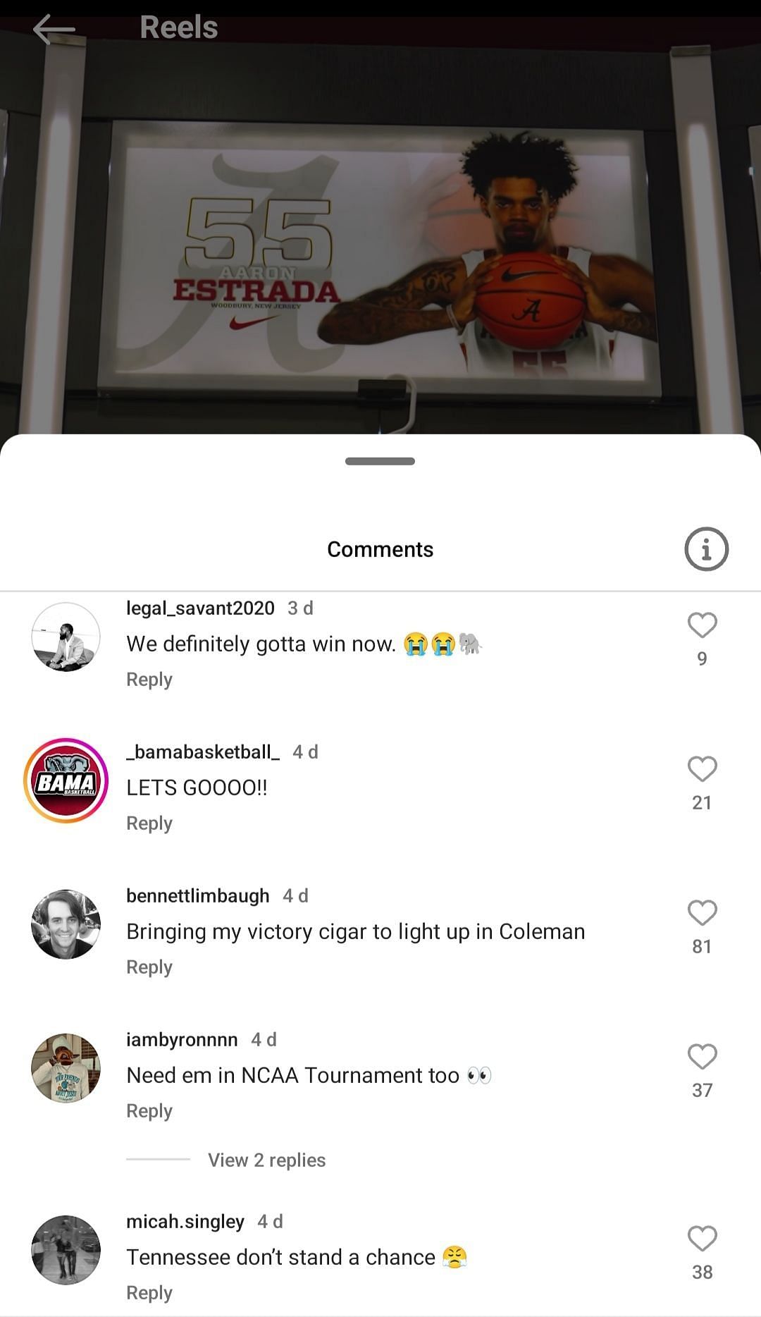 Bama&#039;s IG page