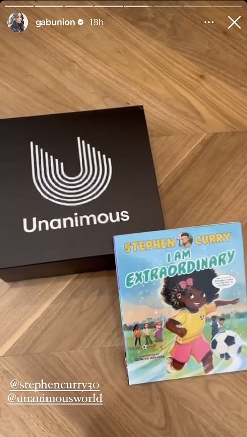 Gabrielle Union showcases Steph Curry's children's book collection on her Instagram story