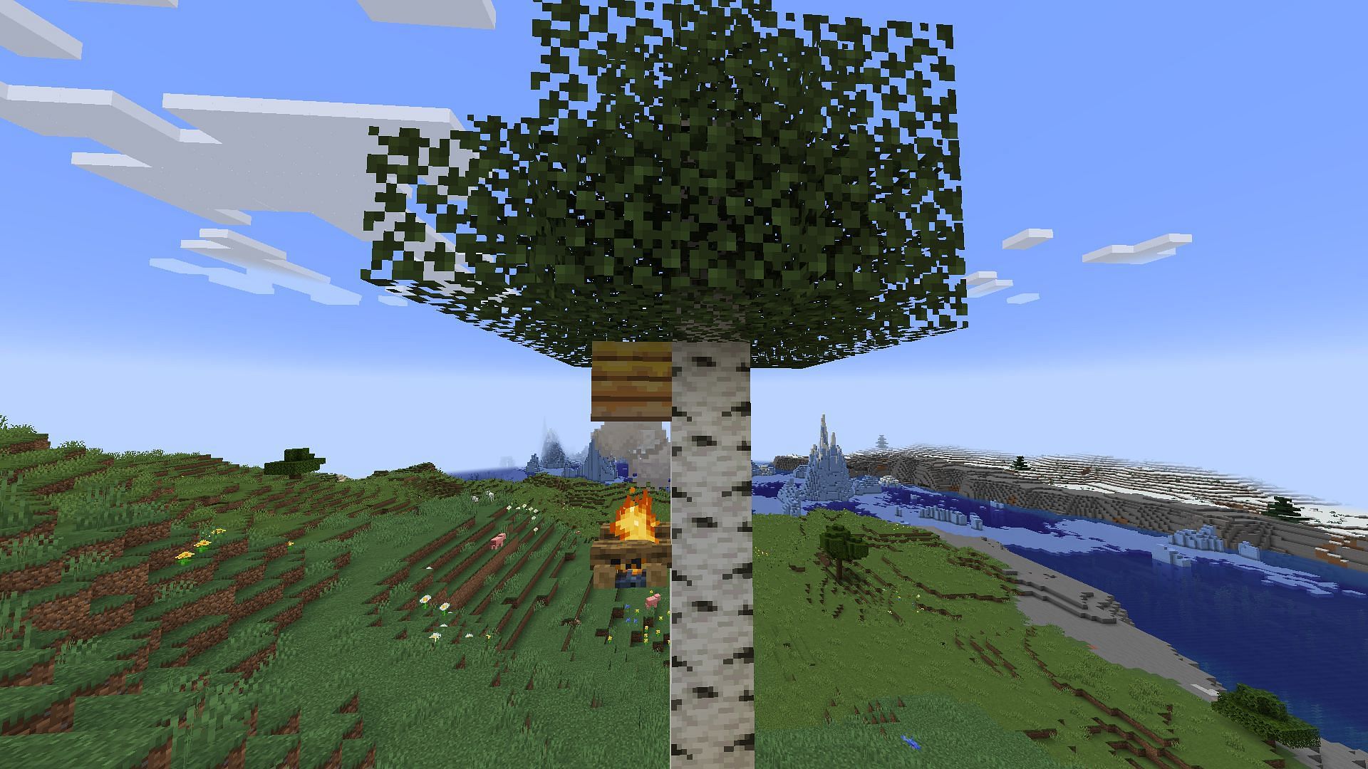 Smoke from fires can pacify Minecraft bee mobs in their nests (Image via Mojang)