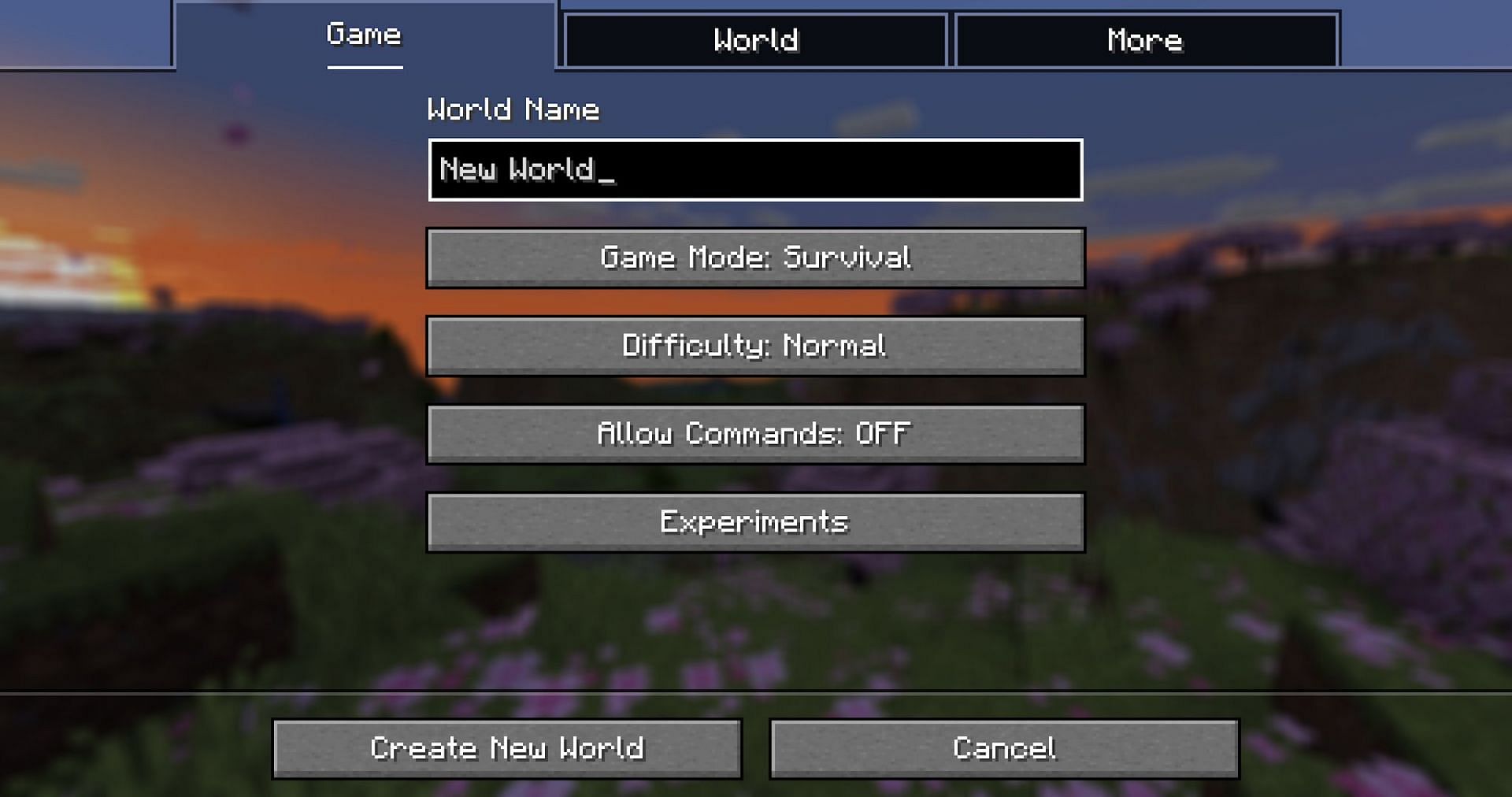 Create a new world to test and make sure the snapshot is installed correctly (Image via Mojang)
